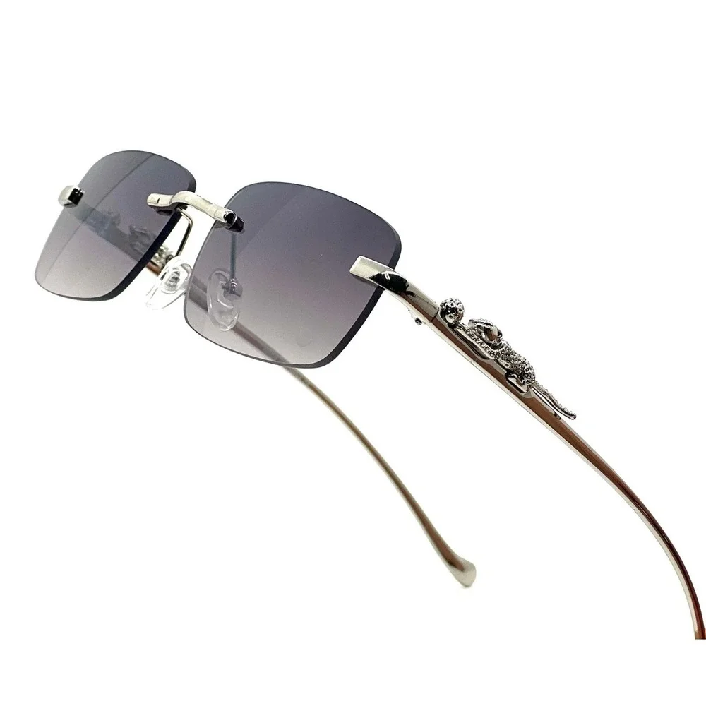 Sunglasses Women Silver Frame Black‎ Lens Outdoor UV400 Protection Square Lentes